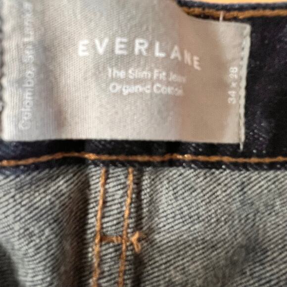 Everlane Womens 34x28 Slim Jeans Dark Wash Organic Denim Minimalist Clean Girl - Picture 8 of 12
